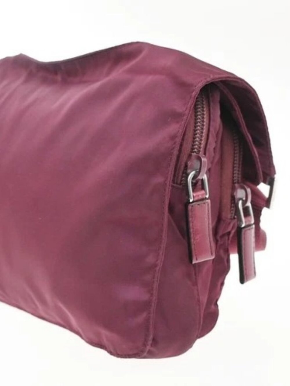 PRADA Logo Tessuto Crossbody Shoulder Bag Nylon Leather Red SHW 73KP542 - Picture 3 of 15